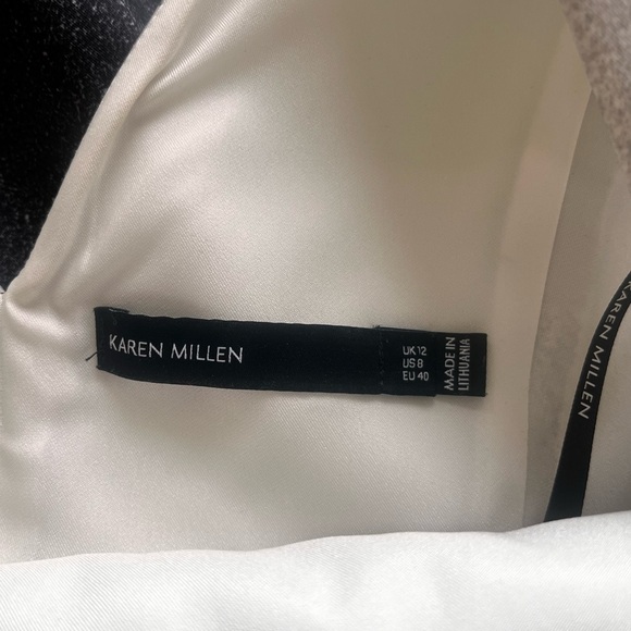 KAREN MILLEN BLACK AND WHITE BALAYAGE SATIN-LIKE TANK DRESS - Picture 16 of 16